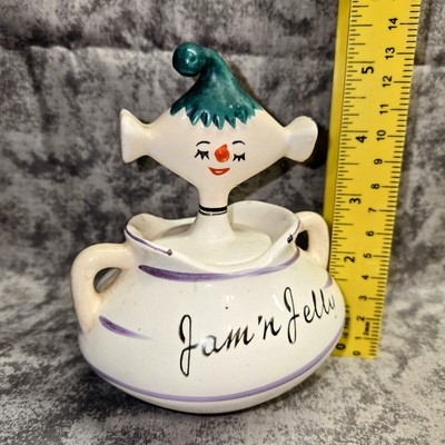 Davar 1959 Jam & Jelly Pixie Jar Spoon Anthropomorphic Pixieware - JAPAN 
