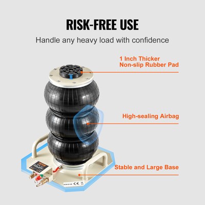 VEVOR Triple Bag Air Jack 3 Ton/6600 lbs Pneumatic Jack for Car SUV Lifting