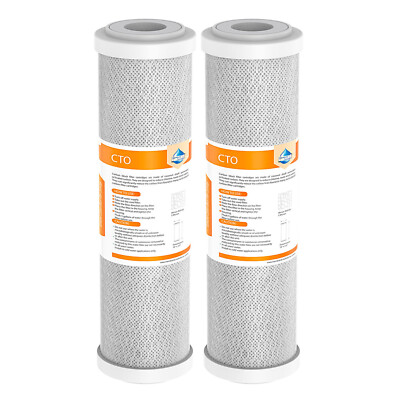 2Pack Coconut Shell CTO, Carbon Block Water Filter Cartridge, 5 micron 2.5 x 10''