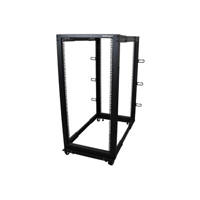 StarTech.com 4-Post 25U Mobile Open Frame Server Rack, 19in Network Rack with...