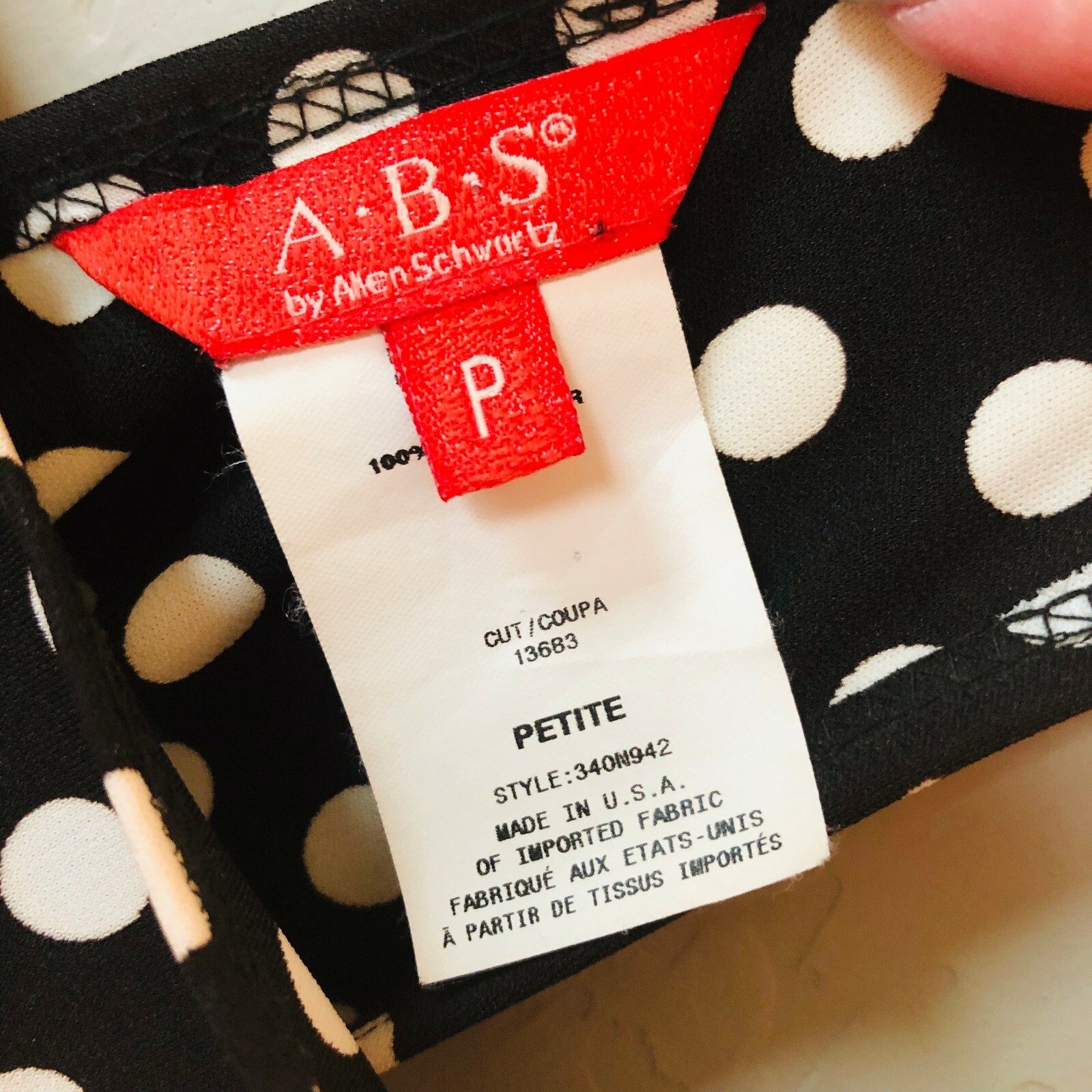 ABS Allen Schwartz Petite Asymmetrical Polka Dot Dress