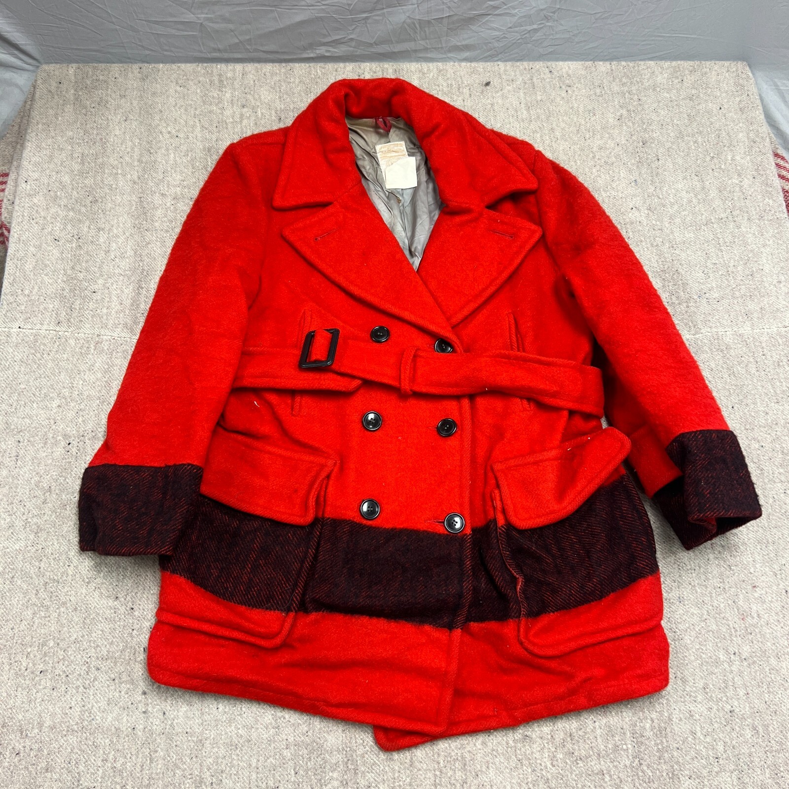 Vintage Hudson Bay Point Blanket Jacket Women's Large Red