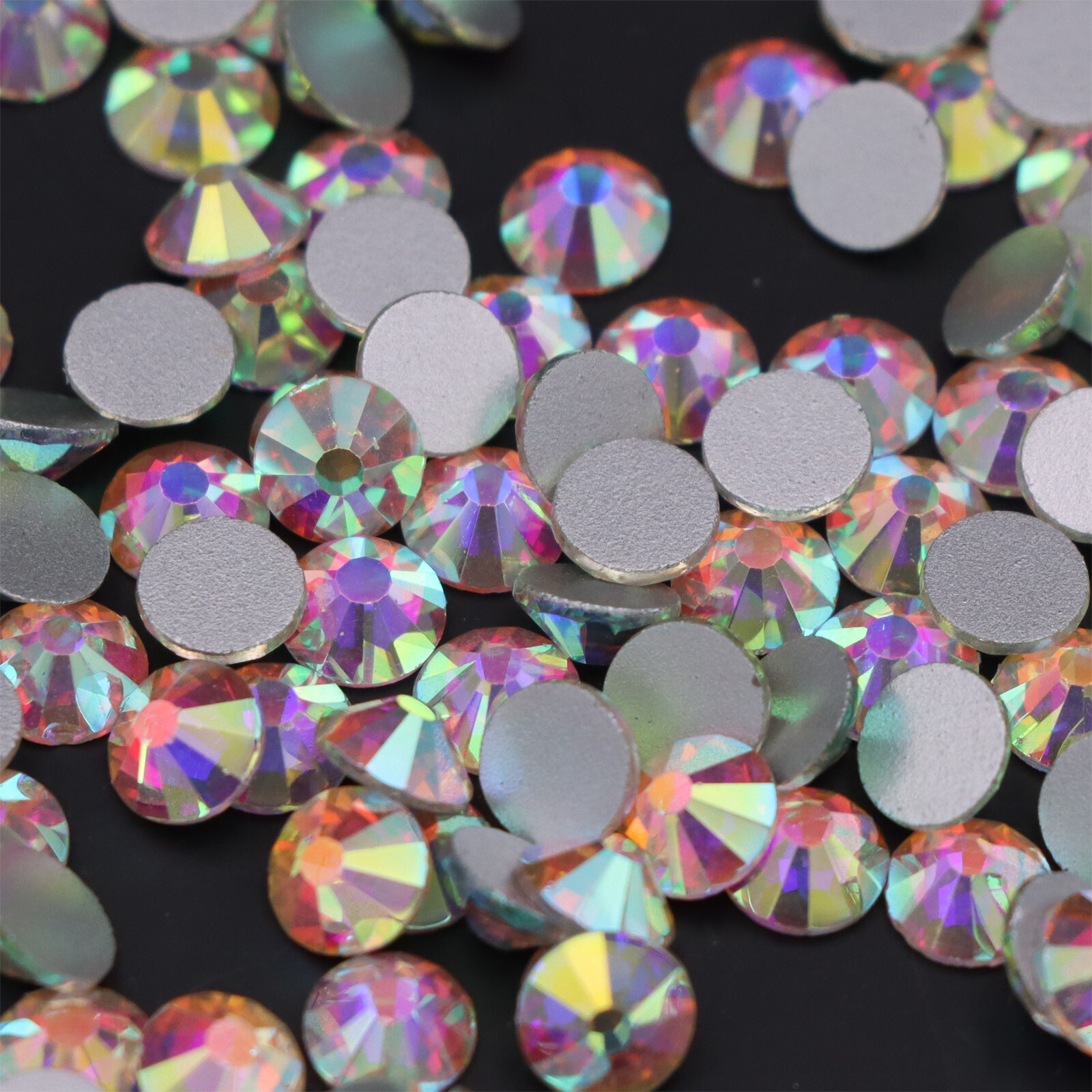 SS3-SS50 Glitter Crystal AB Nail Art Rhinestones Non Hot Fix FlatBack Stones