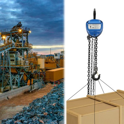 1T Chain Hoist 10FT Puller Block Fall Chain Lift Hand Tool w/ 360?? Swivel Hook