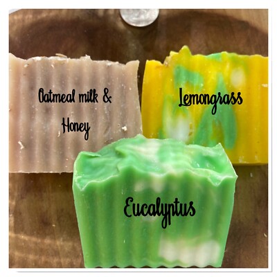 Handcrafted Soap (3) Bars Shea Butter Coconut Oil Ph Balance Yoni