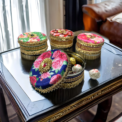 1 Ct Gotta Steel Ladoo Box, Mehndi Favors, Mithai Box, Desi Gift Boxes, Indian F
