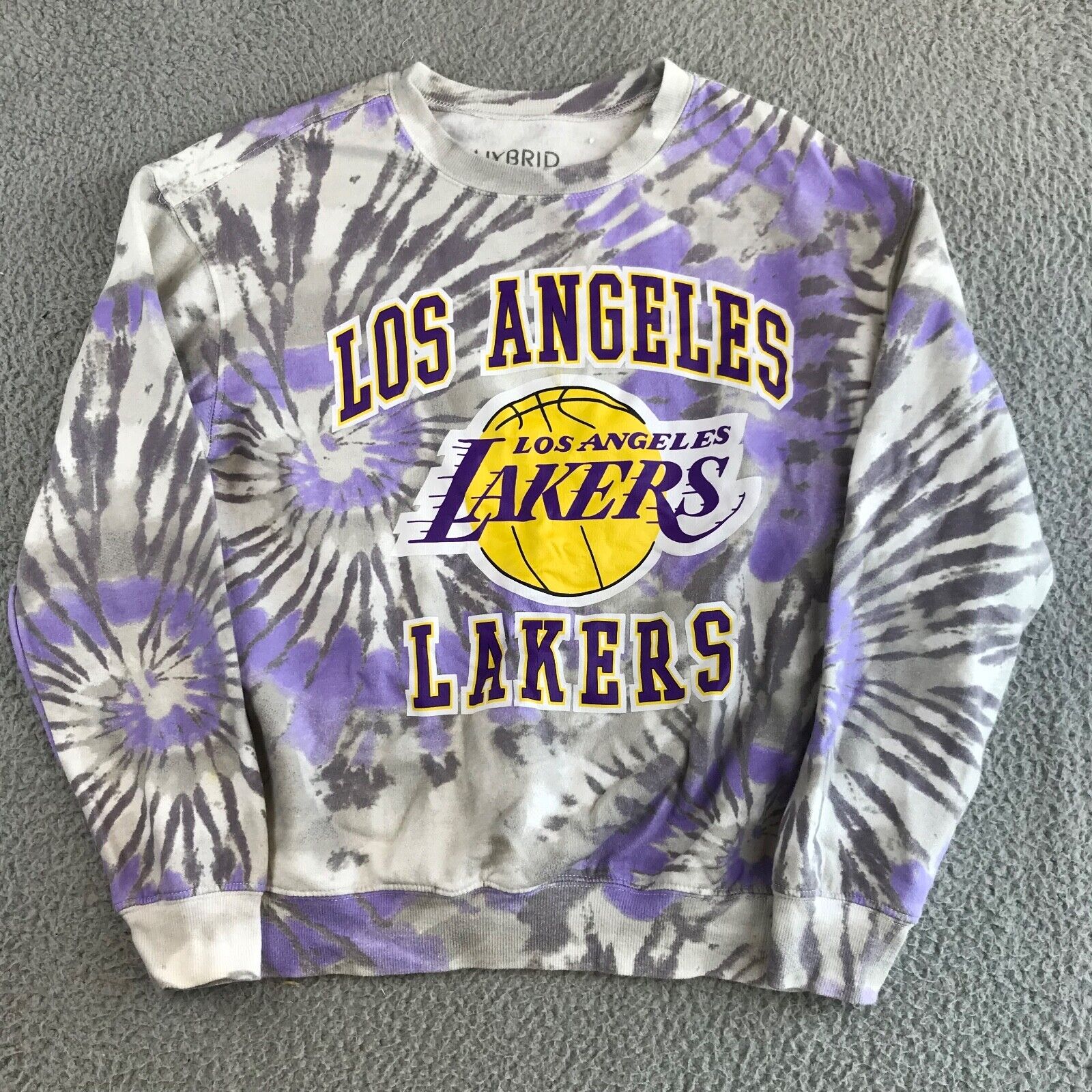 Los Angeles Lakers Sweater Women's Small Purple Tie-Dye Crew Los Angeles Lakers Sweater Women's Small Purple Tie-Dye Crew