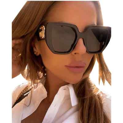 Pre-owned Gucci Sunglasses Gg0956s 003 Black Gold Grey Square Woman Authentic In Gray