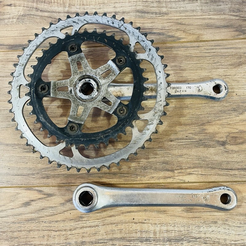 Vintage Sugino Super Maxy Double Crankset 52 / 38 170 Square Taper