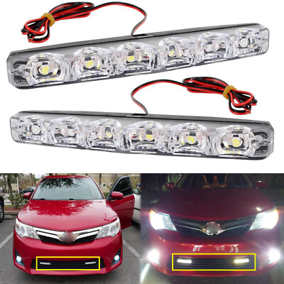 6 LED DRL White Universal Bumper daytime running light driving lamp Fits MB C D