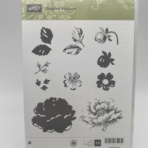 Stampin Up STIPPLED BLOSSOMS Wood Mounted Stamp Set
