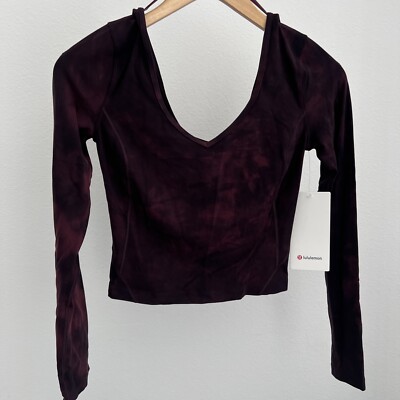 Lululemon Align Long Sleeve NWT Size 4 DIDC Diamond Dye Cassis Black Nulu Align