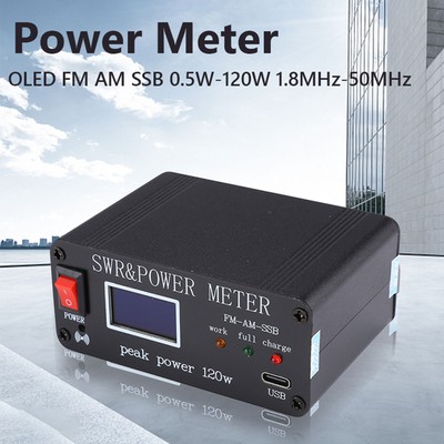 SWR Power Meter 1.8-50MHz 0.5-120W Shortwave Antenna Tuner Aluminum Alloy Case