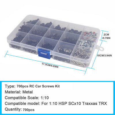 700Pcs Metal Screws Repair Tool Set for Axial SCX10 1/8 1/10 RC Crawler Car