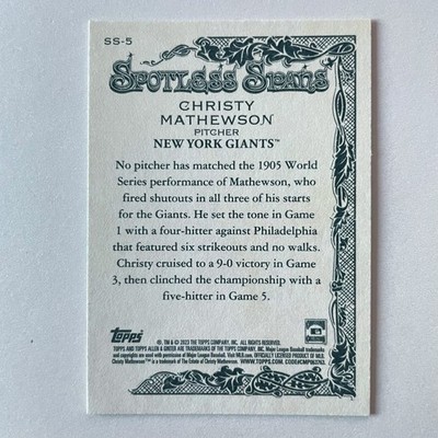 2023 Topps Allen & Ginter #SS-5 Christy Mathewson Spotless Spans