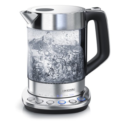 Arendo Edelstahl Design Wasserkocher mit Temperaturwahl | 1,5l | 2200 Watt | NEU