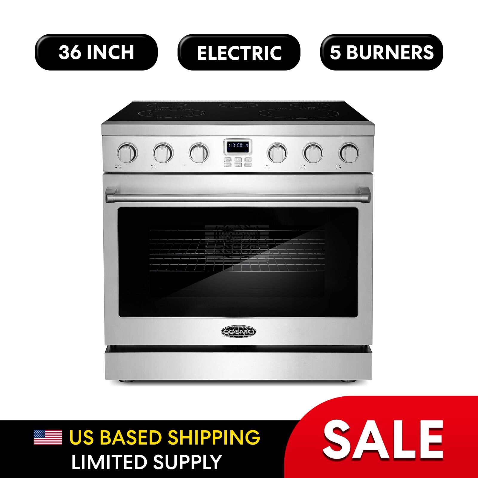 Cosmo 36 in. 6.0 cu. ft. Electric Range with 5 Burner Glass Cooktop | eBay Cosmo 36 in. 6.0 cu. ft. Electric Range with 5 Burner Glass Cooktop | eBay