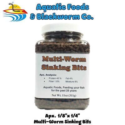 Multi-Worm Sinking Bits, Great for Discus, Cichlids, All Tropicals