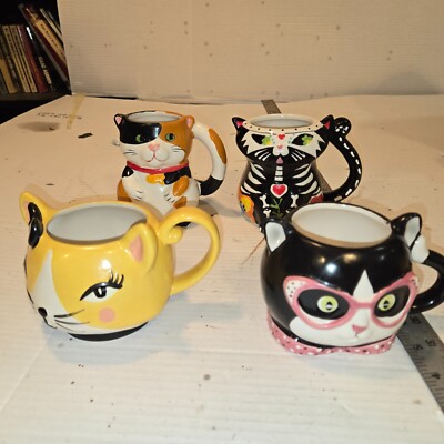 Cat Mug Coffee Mugs, Cat Heads By Home Essentials set of 2 NWT