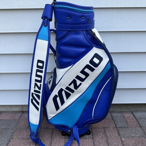 Mizuno Staff Tour Golf Bag Cart Retro Blue White Strap Name Mizuno Staff Tour Golf Bag Cart Retro Blue White Strap Name