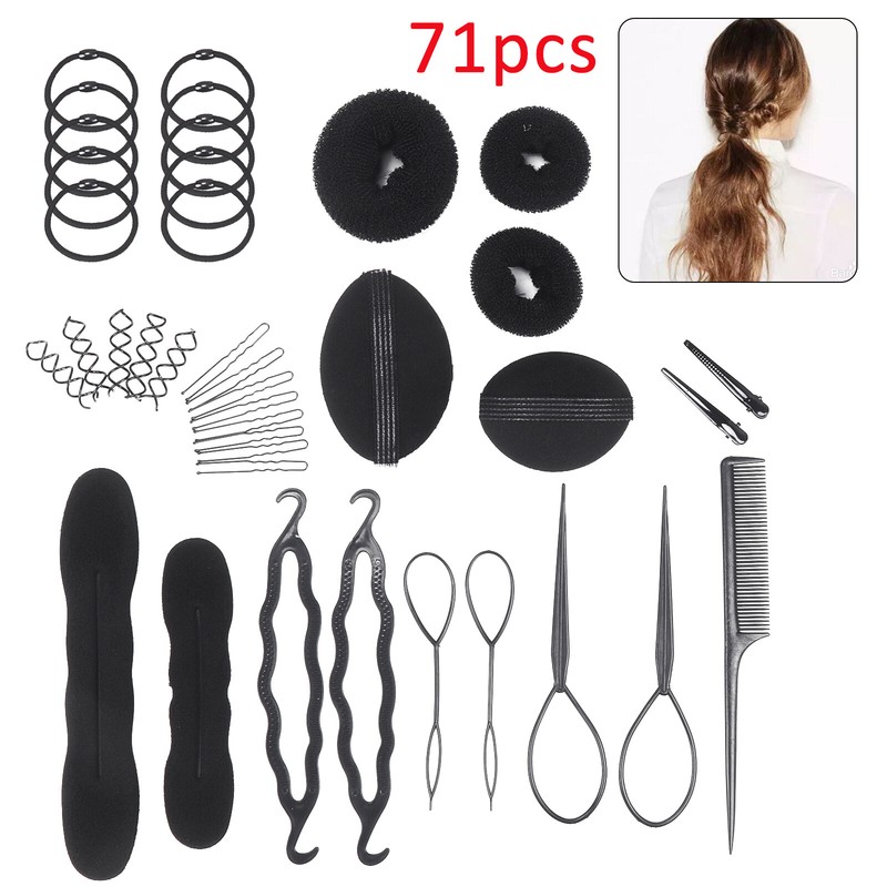 71 Pcs Hair Accessories Styling Comb Hair Bun Topsy Tail Ponytail