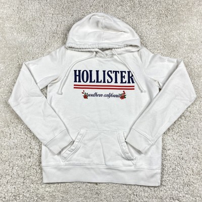 hollister hoodie extra large white sweater drawstrings pockets full zip 354154640033