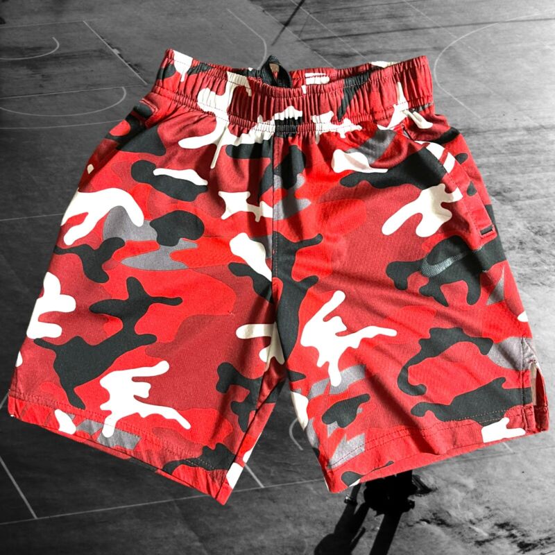 Nike Shorts Boys XS basketball extra small drifit shorts red black camo EUC