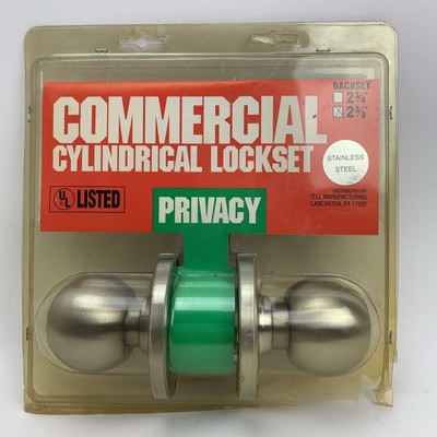 Tell Commercial Heavy Duty Privacy Doorknob Push Button Lock CL100005 Stainless