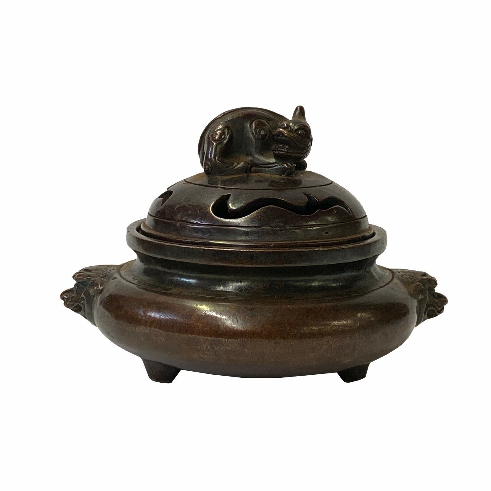 Oriental Brown Finish Metal Incense Burner with Pixiu Accent Lid ws1582S Oriental Brown Finish Metal Incense Burner with Pixiu Accent Lid ws1582S