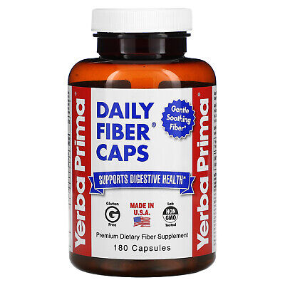 Yerba Prima Daily Fiber Caps 625 mg 180 Capsules All-Natural, GMP Quality