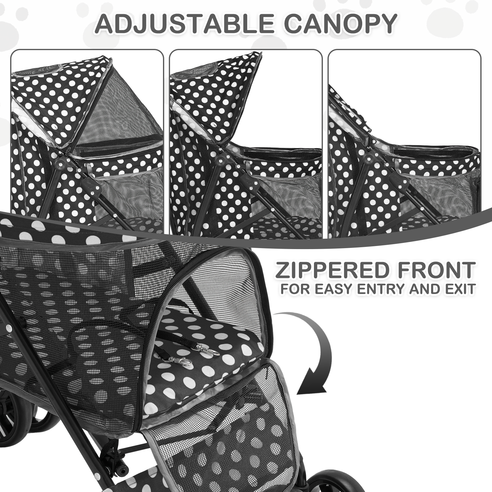 4 Wheels Pet Stroller Foldable Cat Dog Travel Carrier Storage Basket w/Skylight