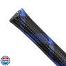 Expandable Braided Sleeving, PET Automotive Wire Loom, Flexible Cable Management for Audio Video and Other Home Device, Cord Protector from Pets (Black Blue, 1/2