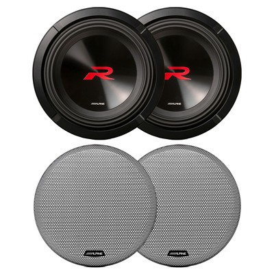 Alpine 12'' R-Series Subwoofers Dual 4-Ohm with Two KTE-12G.3 Grills