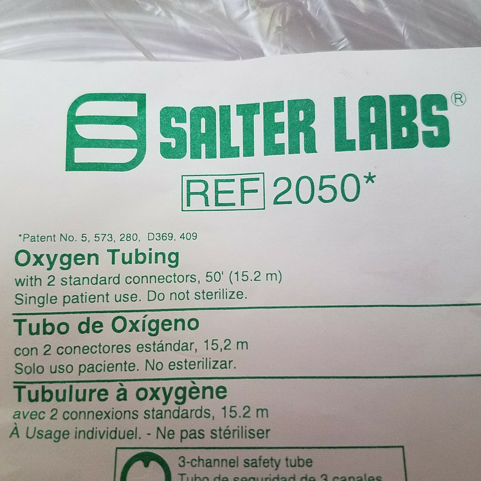 Salter Labs Oxygen Tubing 2025G and 2050 and Air Life Adult Oxygen Mask 001203