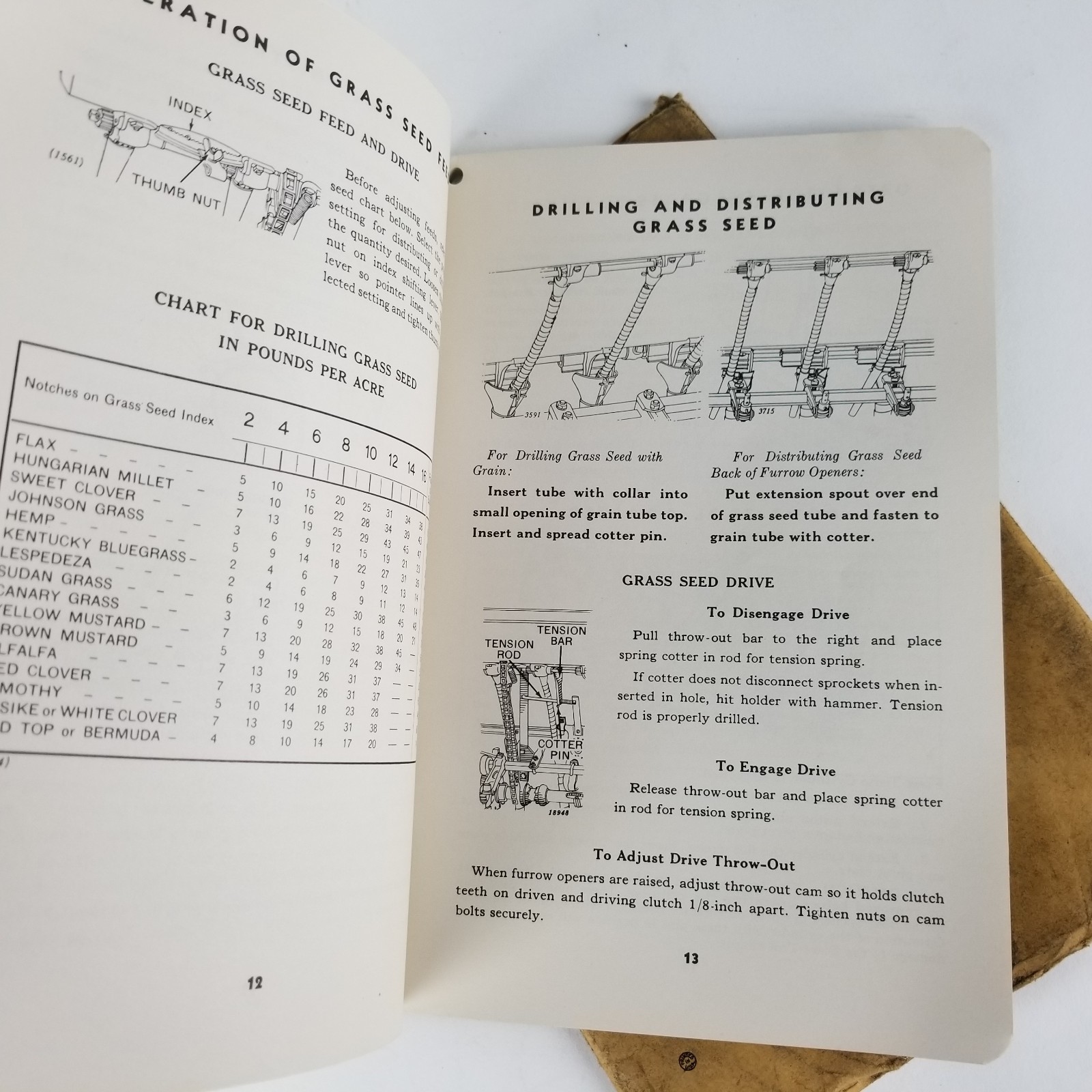 Vintage John Deere Operators Manual Model LL Van Brunt Press Grain Drill