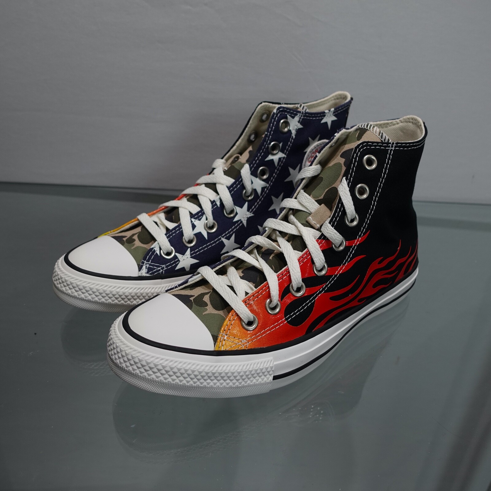 

Мужские кроссовки Converse All Star Hi Flame Camo Stars, размер 8, повседневная обувь #168F, Multicolor, Converse All Star Hi