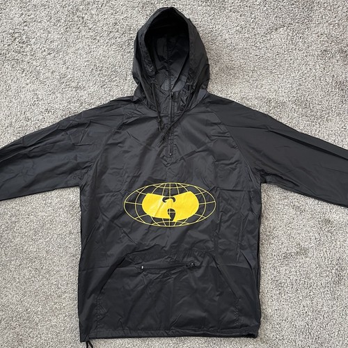 🔴Wu-Wear Windbreaker Jacket Size Medium Black Hooded Wu