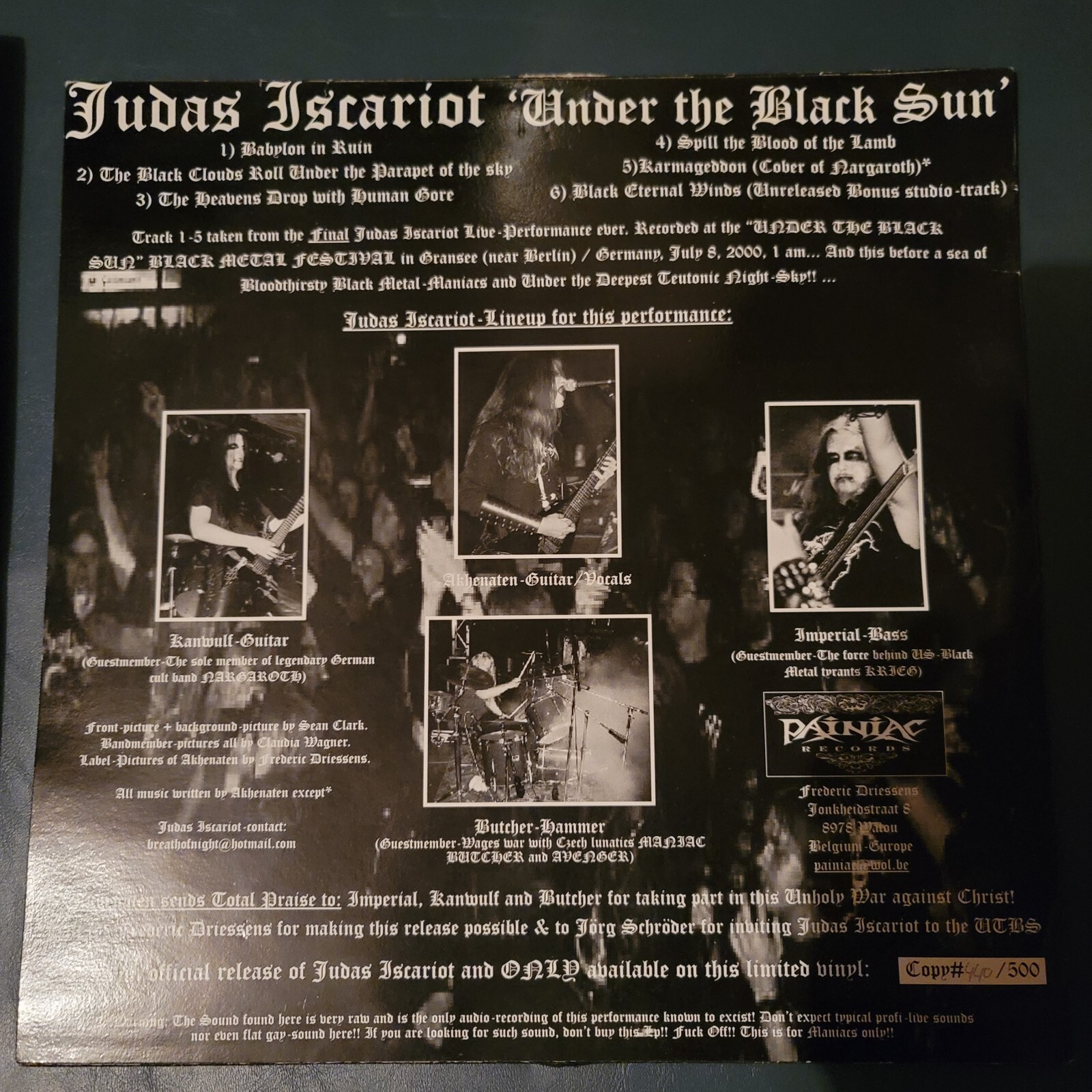 Judas Iscariot Under ORIG1PRESS vinyl LP moonblood mayhem horna 500 new Unplayed
