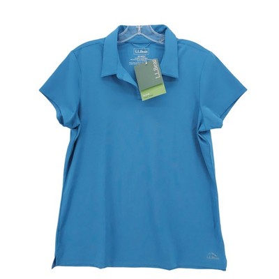 NWT LL BEAN Women's Access Trail Polo Blue Water Stretch Lightweight MEDIUM