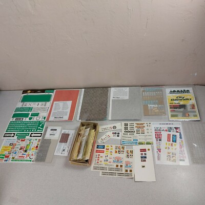 Lot Micro-Mark HO Brick Stone Cinder Block Paper Sign Decals Window Trimmings VG