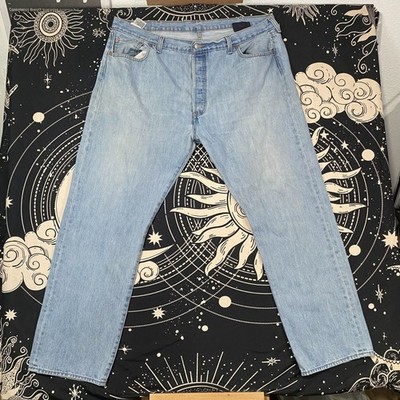 Levis 501 Denim Jeans Light Blue Mens 44x31 Casual Outdoor Streetwear