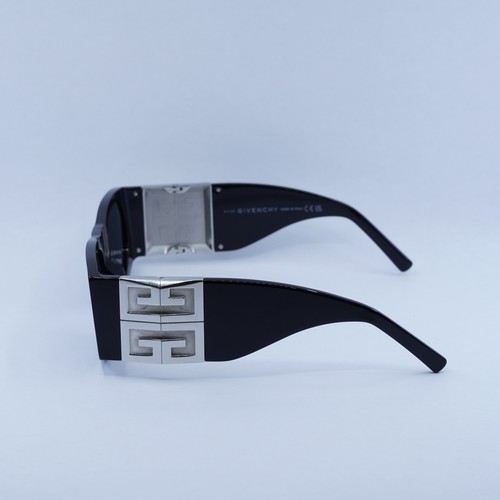 Pre-owned Givenchy Gv40028i 01c Shiny Black With Silver/grey With Light Mirror 56-1...