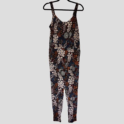 Harmony & Havoc Women s Large Jumpsuit Overalls Ankle Cuff Pockets Side Zip