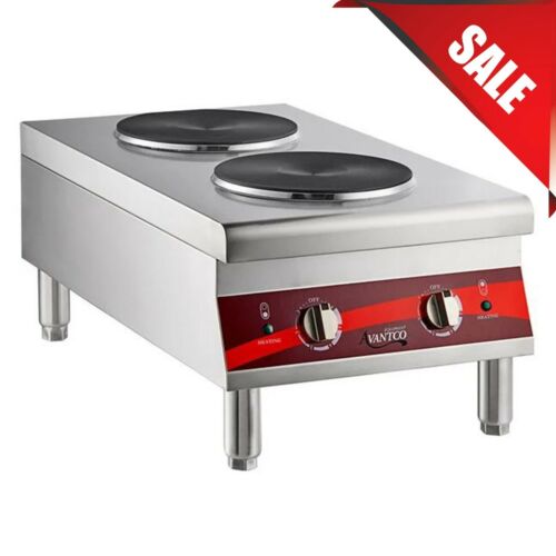 25" x 15" Electric Commercial 2 Burner French-Style Countertop Range - 208/240V