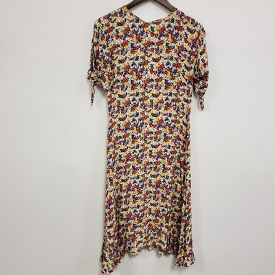 Faithfull The Brand Womens Cottagecore Floral Midi Dress Size 4 Ruffle Hem Ditsy