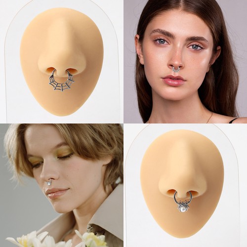 1x Surgical Steel Nose Rings Hoop Hinged Septum Clicker Earrings Piercing 16G