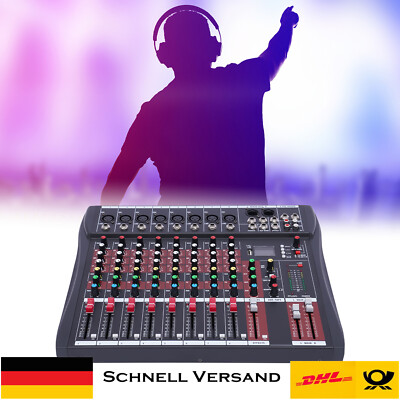 8 Kanal Audio Mixer,Mischpult Mit USB Dj für Karaoke Digital Audio Mixer DHL DE
