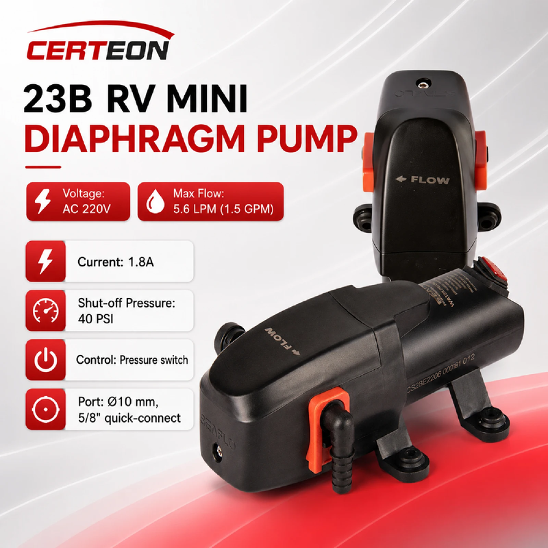 23B RV Mini Diaphragm Pump AC220V Self Priming Automatic Water Pump for Caravan