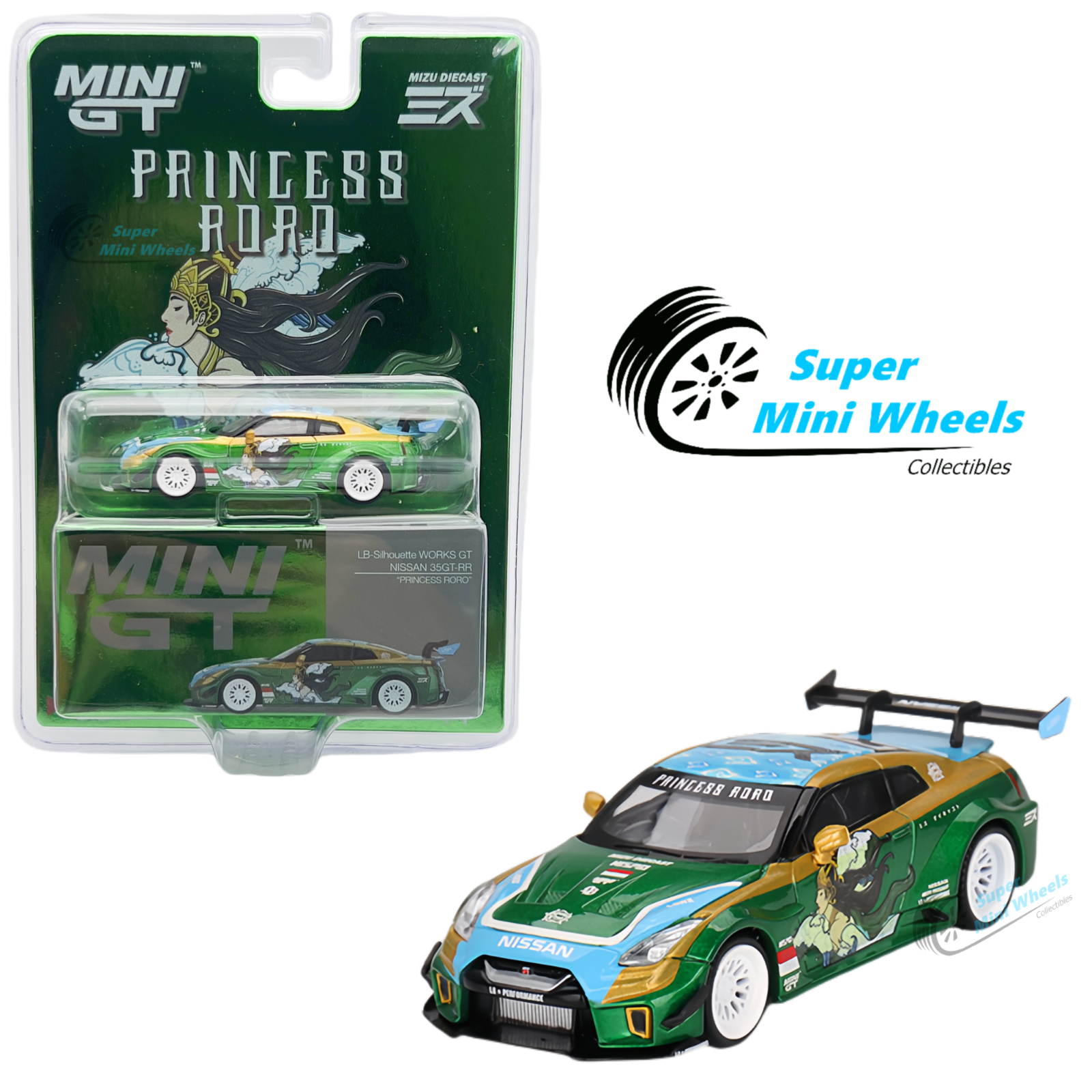CHASE CAR 1/64 Mini GT Nissan 35GT-RR Ver.1 LB-Silhouette Works GT LBWK RHD  (Right Hand Drive) #35 Chrome Silver with Black Top and Graphics Limited 
