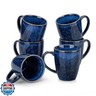 vancasso STARRY Ceramic Coffee Mug Set of 6, 12 Oz Tea Cups with Handle for Latte, Tea, Cappuccino, Milk, Cocoa, MicrowaveandDishwasher Safe,Blue